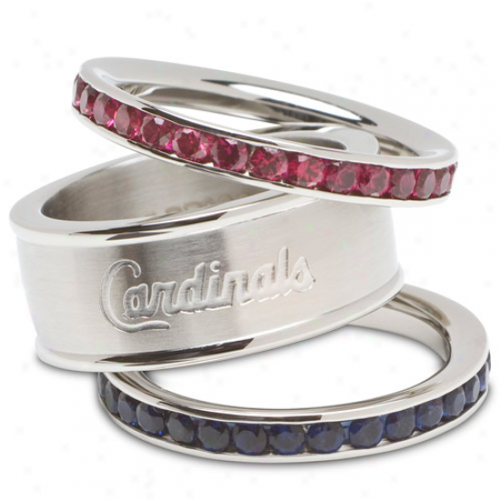 Logo rAt St. Louis Cardinals Ladies Spirit Crystal Stacked Ring Set