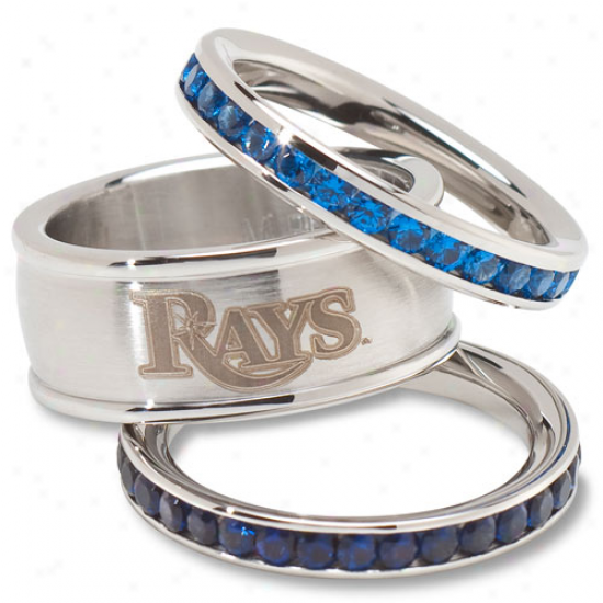 Logo Art Tampa Bay Rays Ladies Spirit Crystal Stacked Ring Set