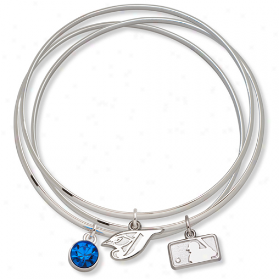 Logo Art Toronto Blue Jays Ladies Spirit Crystal Bangle Bracelet Set