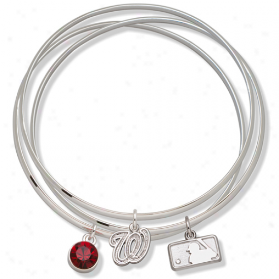 LogoA rt Washington Nationals Ladies Spirit Crystal Bangle Bracelet Set