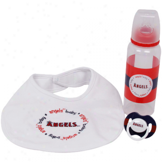 Los Angeles Angels Of Anaheim 3-piece Pacifier, Bib & Bottle Gift Set