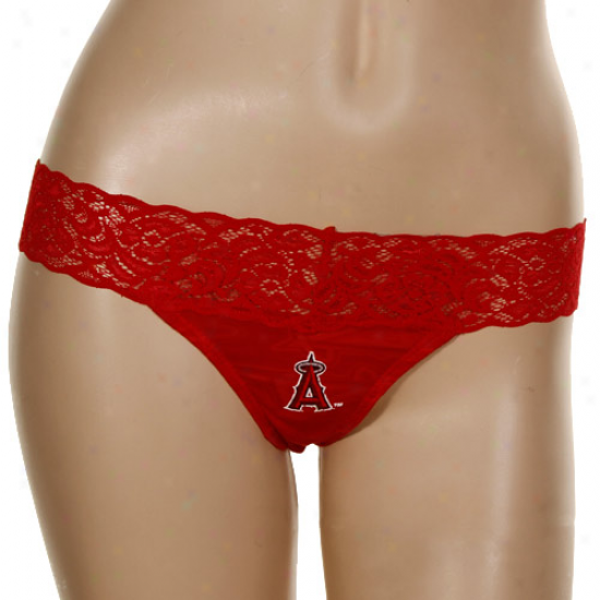 Los Angeles Angels Of Anaheim Ladies Red Burnout Logo Thong
