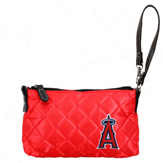 Los Angeles Angels Of Anaheim Ladies Red Quilted Wristlet Purse