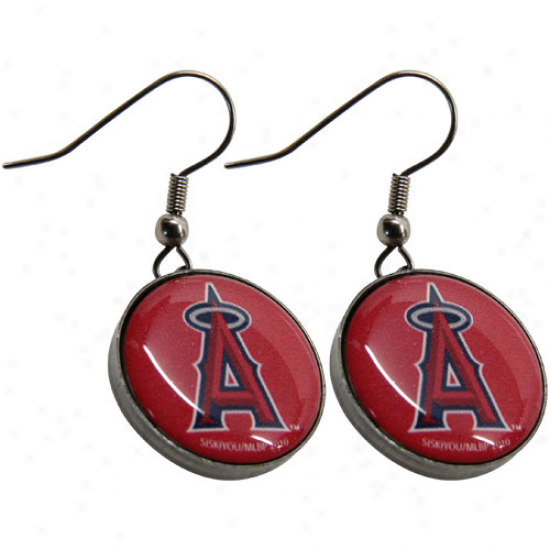 Los Angeles Angels Of Anaheim Ladies Team Logo Charm Drop Earrings