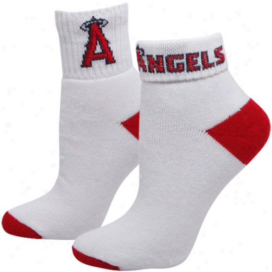 Los Angeles Angels Of Anaheim Ladies White-red Roll-down Socks