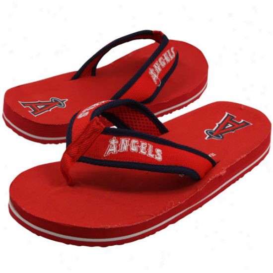 Los Angeles Angels Of Anaheim Unosex Red Contoured Flip Flops