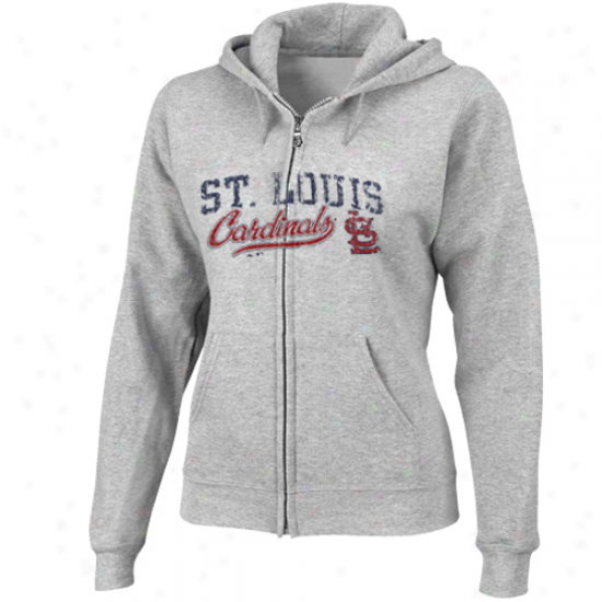 Magestic St. Louis Cardinals Ladies Ash Beauty Full Zip Hoodie Sweatshirt