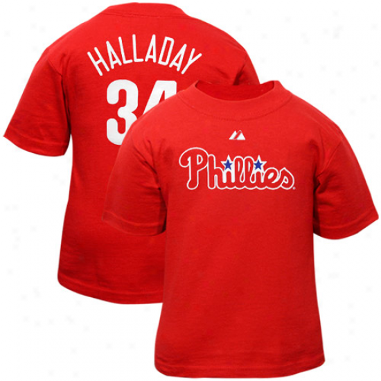 Majestic #34 Roy Halladay Philadelphia Phillies Infant Player Name & Number T-shirt - Red