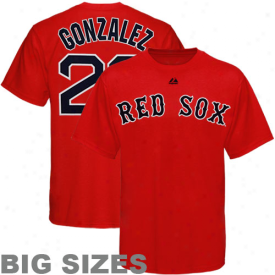 Majestic Adrian Gonzalez Boston Red Sox #28 Player Big Sizes T-shirt - Red