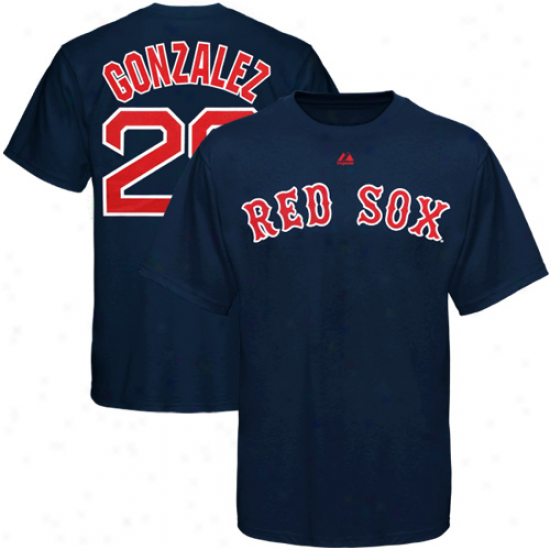 Majestic Adrian Gonzalez Boston Red Sox #28 Player T-shirt - Navy Blue