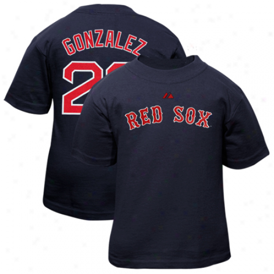 Majestic Adrian Gonzalez Boston Red Sox #28 Preschool Player T-shirt - Navy Blue