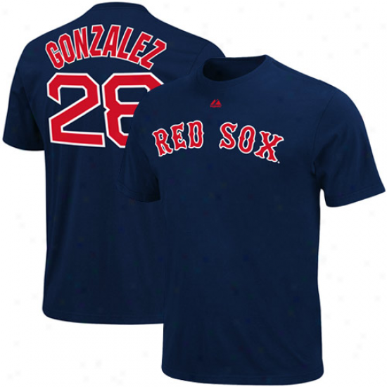 Majestic Adrian Gonzalez Boston Red Sox #28 Youth Name & Number T-shirt - Navy Blue