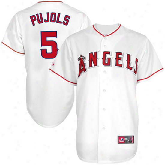 Majestic Albert Pujols Los Angeles Angelq Of Anaheim Replica Jersey - White