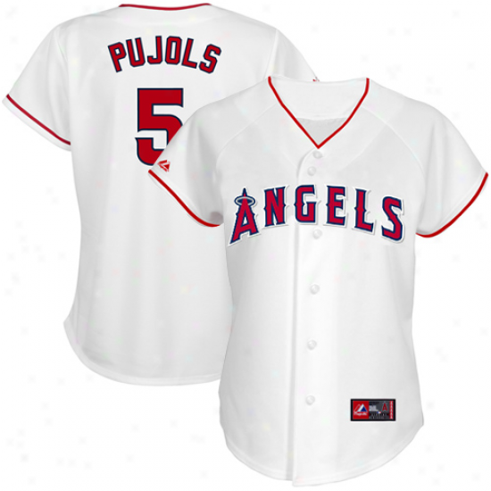 Majestic Albert Pujols Los Angeles Angels Of Anaheim Women's Replica Jersey - White