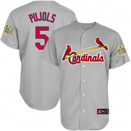 Majestic Albert Pujols St. Louis Cardinals 2011 World Series Champions Aawy Autograph copy Jersey - Gray