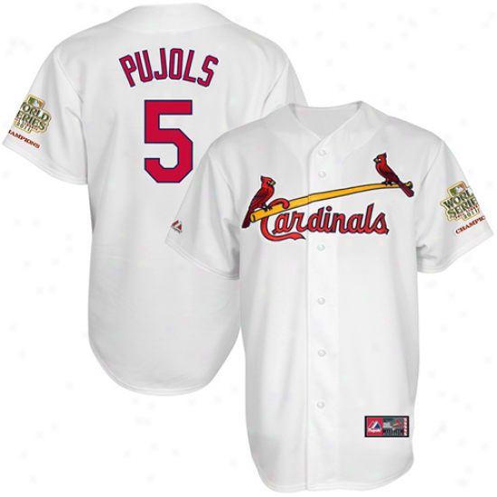 Majestic Albert Pujols St. Louis Cardinals 2011 oWrld Series Champions Home Jersey - White