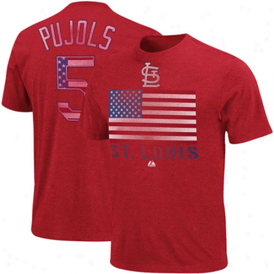 Majestic Albert Pujols St. Louis Cardinals #5 Red, White & Blue Player Heathered T-shirt - Red