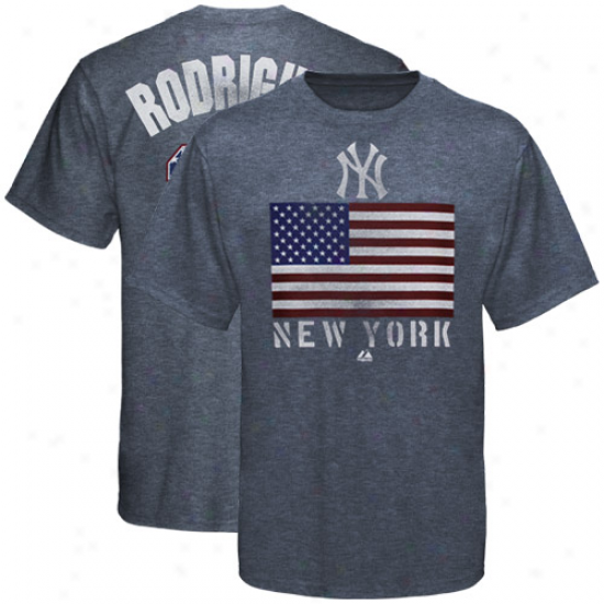 Majestic Alex Rodriguez New York Yankees #13 Red, White & Blue Player T-shirt - Navy Blue