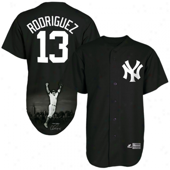 Majestic Alex Rodriguez New York Yankees Signature Series Replica Jersey - Black