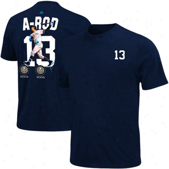 Majestic Alex Rodriguez New York Yankees Young men Signature Series T-shirt - Navy Blue