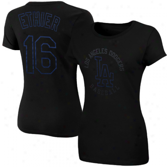 Majestic Andre Ethier L.a. Dodgers #16 Ladies Shout It Loud Player T-shirt - Black
