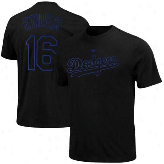 Majestic Andre Ethier L.a. Dodgers #16 Pop Player T-shirt - Black