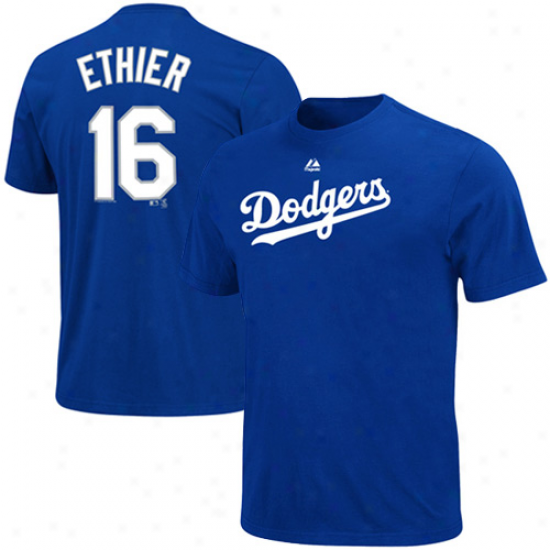 Majestiv Andre Ethier L.a. Dodgers Youth Player T-shirt - Noble Blue