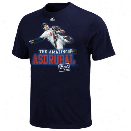 Majestic Asdrubal Cabrera Clevekand Indians #13 Youth The Amazing Asdrubal T-shirt - Navy Blue