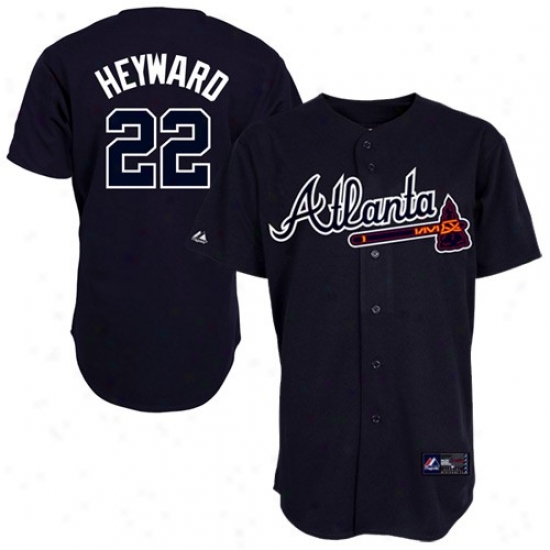 Majestic Atlanta Braves #22 Jason Heyward Navy Blue Replica Baseball Jersey