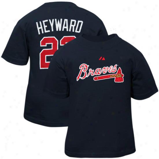 Majestic Atlanta Braves #22 Jason Heyward Toddler Navy Blue Player T-shirt