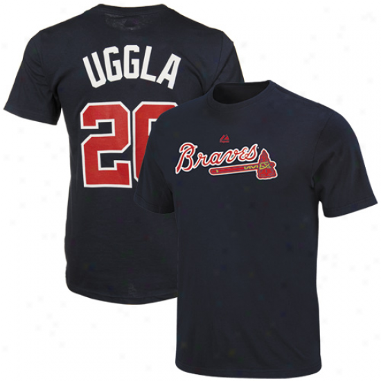 Majestic Atlanta Braves #26 Dan Uggla Navy Blue Player T-shirt