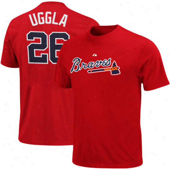 Majestic Atlanta Braves #26 Dan Uggla Youth Red Player T-shirt