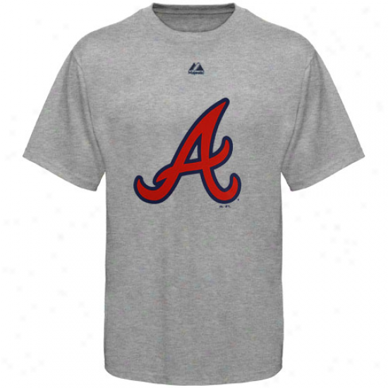 Majestic Atlanta Braves Ash Soft Density Official Logo T-shirt