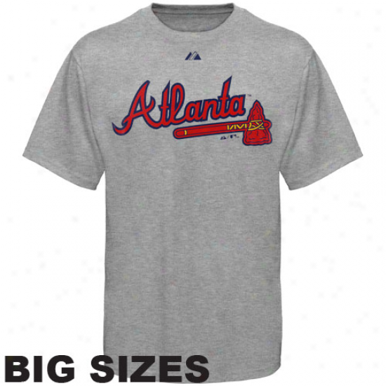 Majestic Atlanta Braves Away Big Sizes T-shirt - Ash