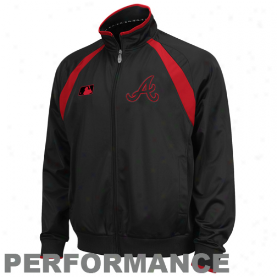 August Atlanta Braves Black Therma Base Full Zip Performance Track Jacket