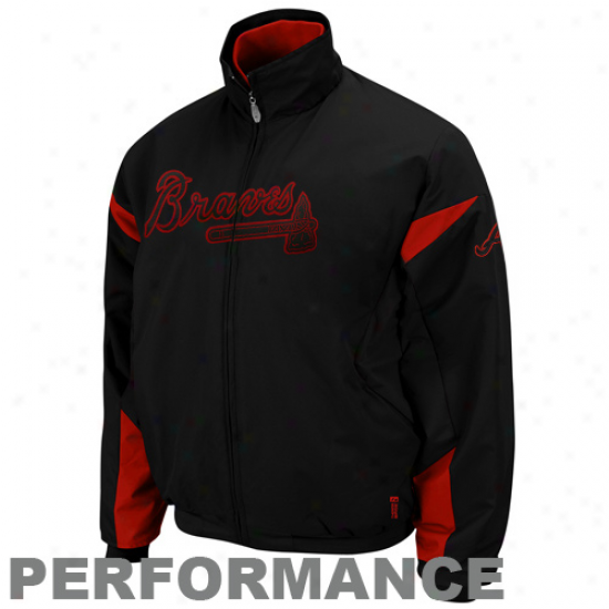 Majestic Atlanta Braves Black Therma Base Triple Peak Premier Full Zip Jacket