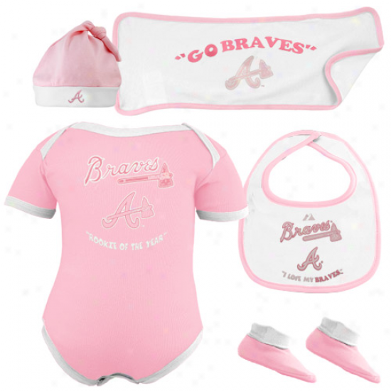 Majestic Atlanta Braves Infant Girls Pink 5-piece Hanger Set