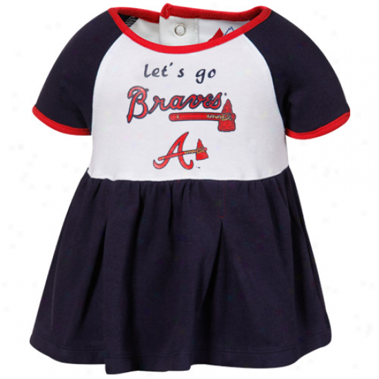 Majestk Atlanta Braves Infant Girls Tri-color Creeper Dress