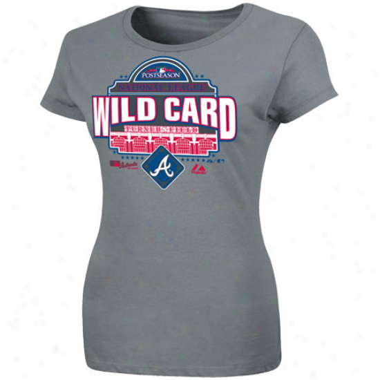 Mauesfic Atlanta Braves Ladies Charcoal 2010 Al Wild Card Official Locker Room T-shirt