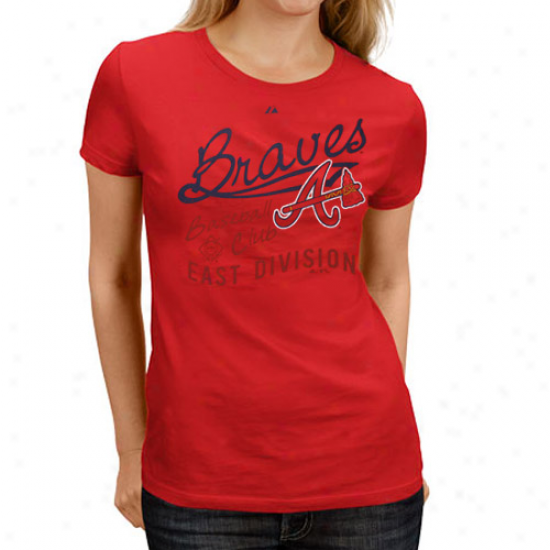 Majesstic Atlanta Braves Ladies Red Firest0rm T-shirt