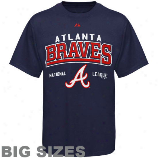 Majestic Atlanta Braves Mini Tee Big Sizes T-shirt - Navy Blue