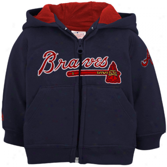 Majestic Atlanta Braves Navy Blue Infant Full Zjp Hoody Sweatshirt