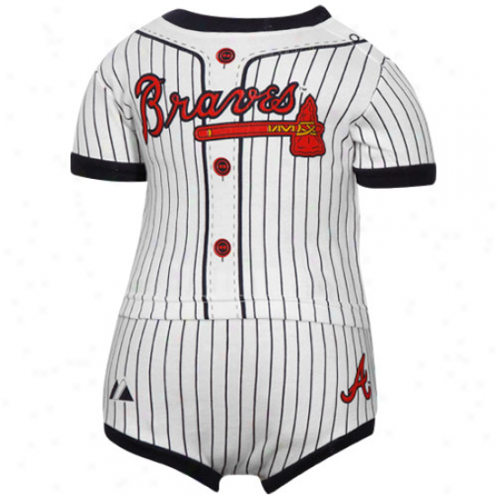 Majestic Atlanta Braves Newborn White-navy Blue Pinstripe Two-piece Set