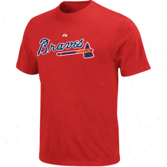 Majestic Atlanta Braves Red Official Wordmark T-shirt