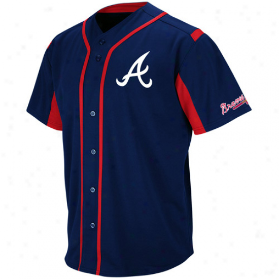 Majestic Atlanta Braves Wind-up Jersey - Navy Blue