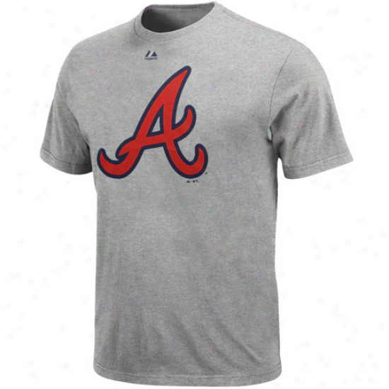 Majestic Atlanta Braves Youth Ash Soft Density Official Logo T-shirt