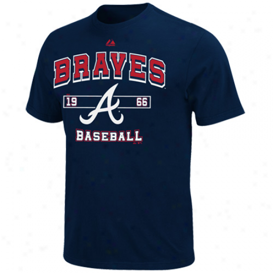 Majestic Atlanta Braves Youth Past Time Original T-shirt - Navy Blue