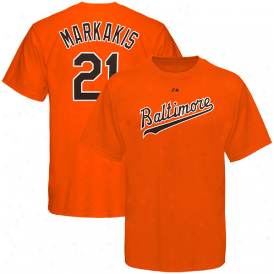 aMjestic Baltimore Orioles #21 Nick Markakis Youth Orange Player T-shirt