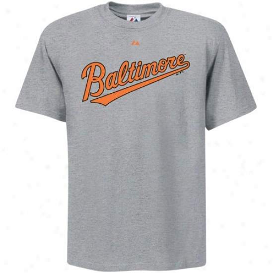 Majestic Baltimore Orioles Ash Official Road Wordmark T-shirt