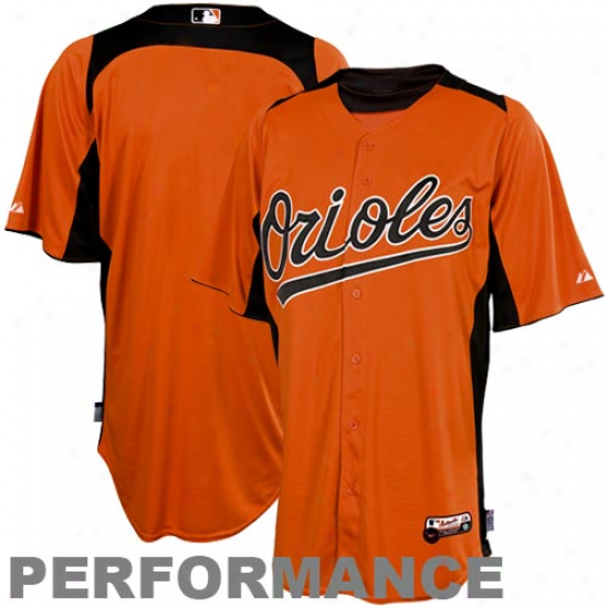 Majestic Baltimore Orioles Bztting Exercise Performance Jersey - Orange-black